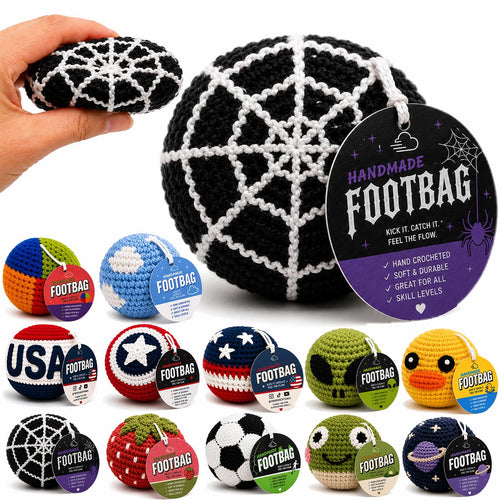 Handmade Crochet Footbag – Soft Weighted Freestyle Kick Ball for Tricks, Stalls & Juggling, Collectible Crochet Design, Fun Gift for Teens & Adults